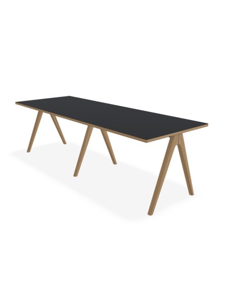 Mesa ARKO 240x90 cm de Comedor, Linóleo Roble / Negro - Lundbergs Möbler