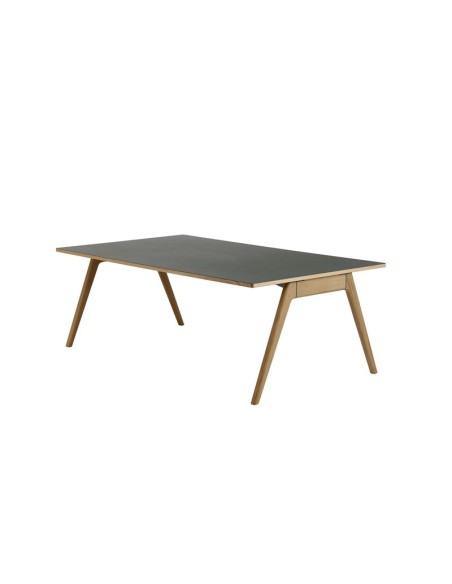 Mesa ARKO GRANDE 240x120 cm de Comedor, Linóleo Roble / Negro - Lundbergs Möbler