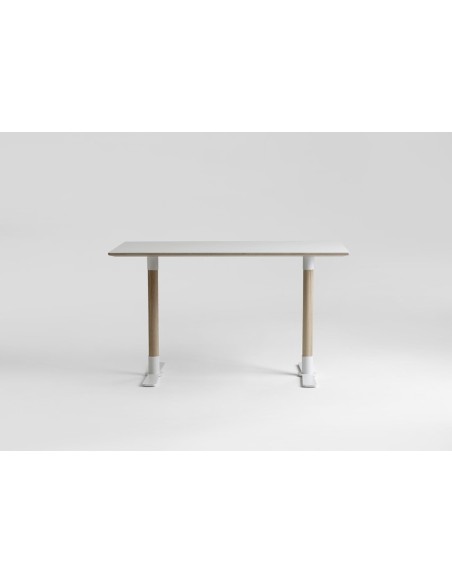 Mesa JIM T-STATIV 125x75 cm de Comedor, Laminado HP / Fresno / Blanco - Lundbergs Möbler