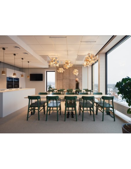 Mesa JIM T-STATIV 125x75 cm de Comedor, Laminado HP / Fresno / Blanco - Lundbergs Möbler