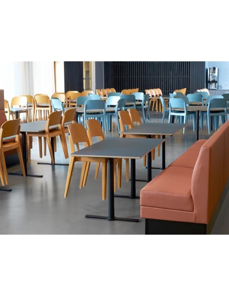 Mesa JIM T-STATIV 125x75 cm de Comedor, Laminado HP / Fresno / Blanco - Lundbergs Möbler