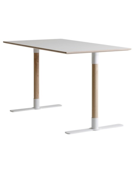 Mesa JIM T-STATIV 140x75 cm de Comedor, Laminado HP / Fresno / Blanco - Lundbergs Möbler