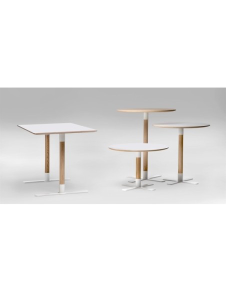 Mesa JIM T-STATIV 180x75 cm de Comedor, Laminado HP / Fresno / Blanco - Lundbergs Möbler