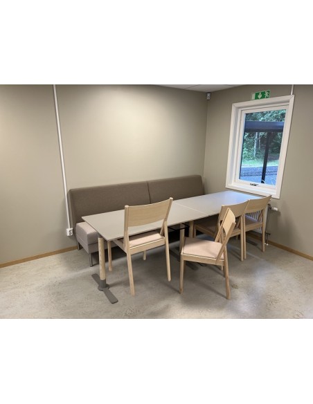 Mesa JIM T-STATIV 180x75 cm de Comedor, Laminado HP / Fresno / Blanco - Lundbergs Möbler