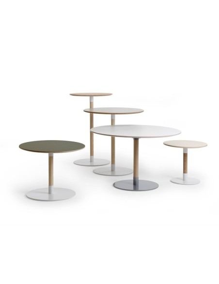 Mesa JOHN Ø60 cm de Comedor, Laminado HP / Fresno / Blanco - Lundbergs Möbler