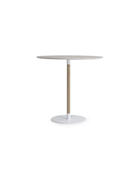 Mesa Alta JOHN HIGH Ø80 cm de Comedor, Laminado HP / Fresno / Blanco - Lundbergs Möbler