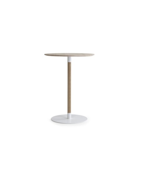 Mesa Alta JOHN HIGH Ø90 cm de Comedor, Laminado HP / Fresno / Blanco - Lundbergs Möbler