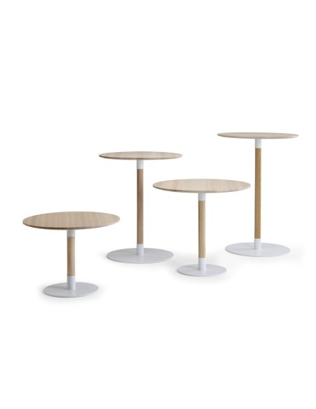 Mesa Alta JOHN HIGH Ø70 cm de Comedor, Laminado HP / Fresno / Blanco - Lundbergs Möbler