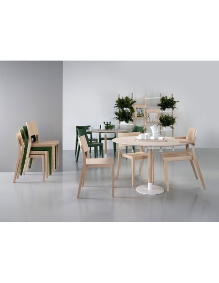 Mesa Alta JOHN HIGH Ø70 cm de Comedor, Laminado HP / Fresno / Blanco - Lundbergs Möbler