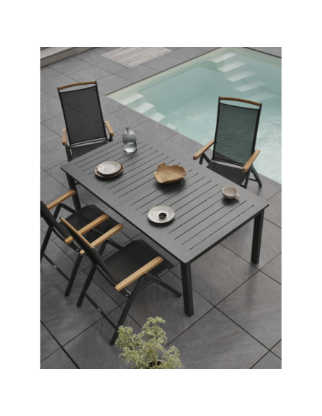 Silla Exterior Plegable ANDY, Aluminio / Textilene / Gris Antracita - Brafab