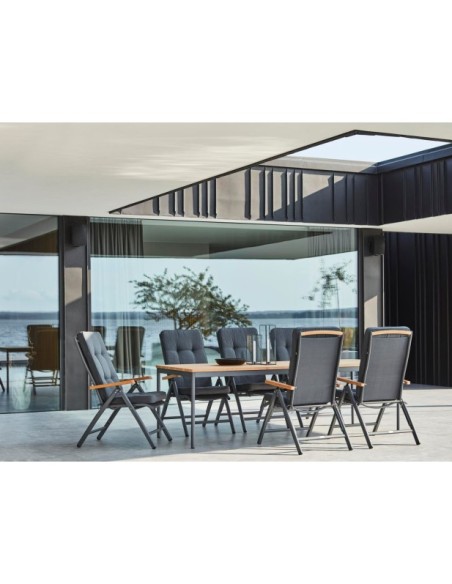 Silla Exterior Plegable ANDY, Aluminio / Textilene / Gris Antracita - Brafab