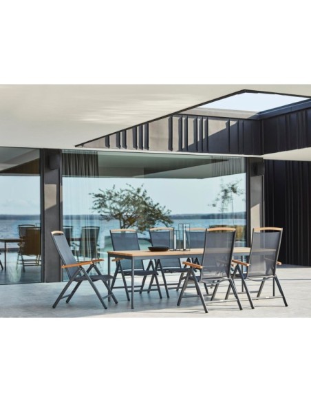 Silla Exterior Plegable ANDY, Aluminio / Textilene / Gris Antracita - Brafab