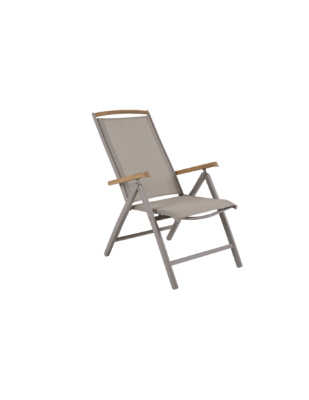 Silla Exterior Plegable ANDY, Aluminio / Textilene / Caqui / Beige - Brafab