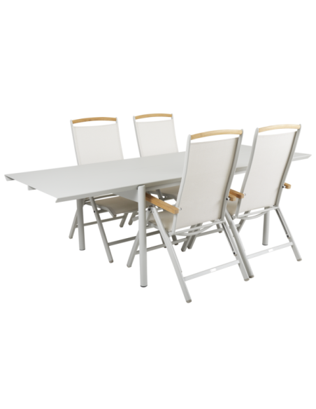 Silla Exterior Plegable ANDY, Aluminio / Textilene / Gris Claro / Blanco Roto - Brafab