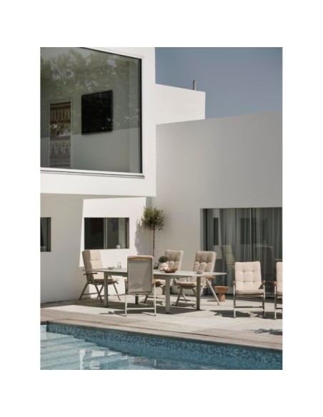 Silla Exterior Plegable ANDY, Aluminio / Textilene / Gris Claro / Blanco Roto - Brafab