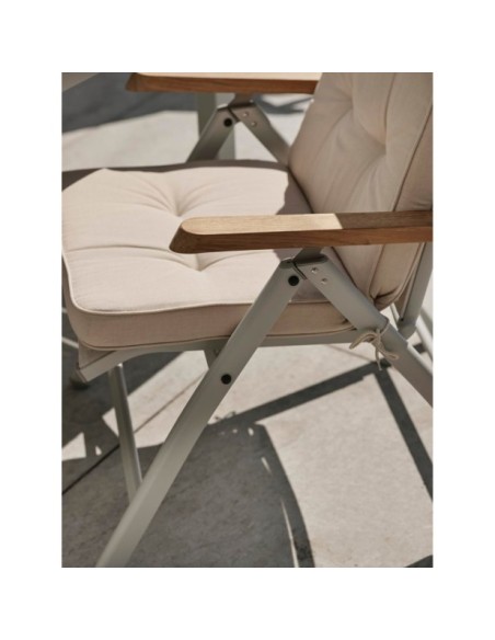 Silla Exterior Plegable ANDY, Aluminio / Textilene / Gris Claro / Blanco Roto - Brafab