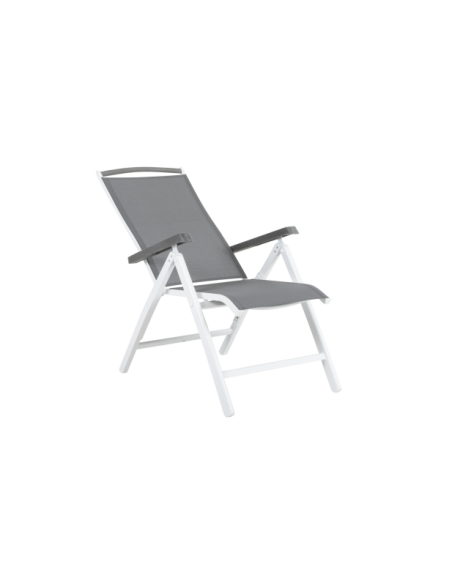 Silla Exterior Plegable ANDY, Aluminio / Textilene / Blanco / Gris - Brafab