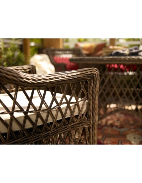 Sillón Exterior BEATRICE, Ratán sintético / Olefina / Marrón / Beige - Brafab