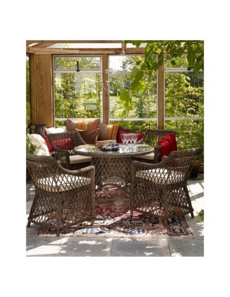 Sillón Exterior BEATRICE, Ratán sintético / Olefina / Marrón / Beige - Brafab