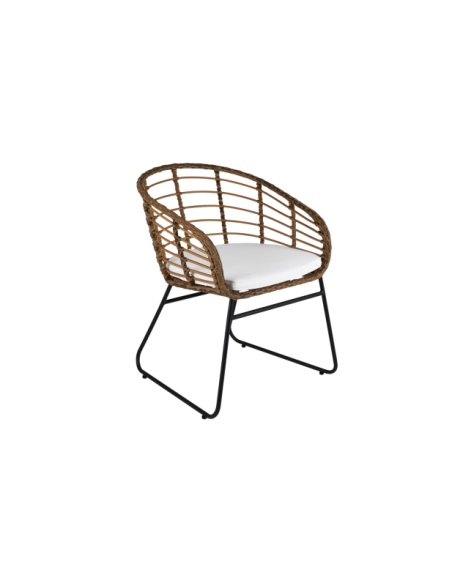 Silla de Comedor Exterior COVELO, Ratán sintético / Olefina / Natural / Negro - Brafab