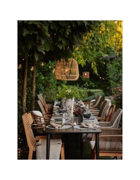 Silla de Comedor Exterior COVELO, Ratán sintético / Olefina / Natural / Negro - Brafab