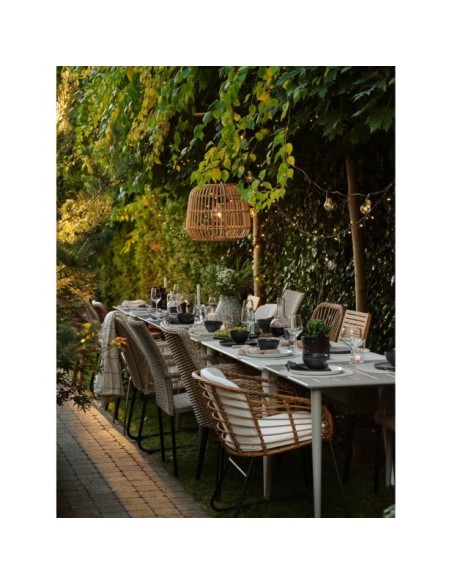 Silla de Comedor Exterior COVELO, Ratán sintético / Olefina / Natural / Negro - Brafab