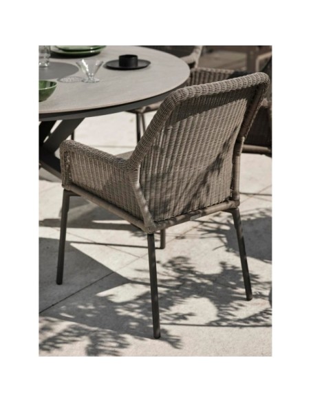 Silla de Comedor Exterior DIMMA, Ratán sintético / Olefina / Gris Antracita / Gris - Brafab