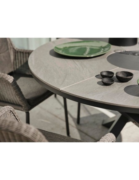 Silla de Comedor Exterior DIMMA, Ratán sintético / Olefina / Gris Antracita / Gris - Brafab