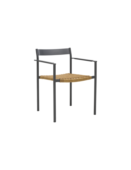 Silla de Comedor Exterior DK, Aluminio / Ratán sintético / Gris Antracita / Natural - Brafab