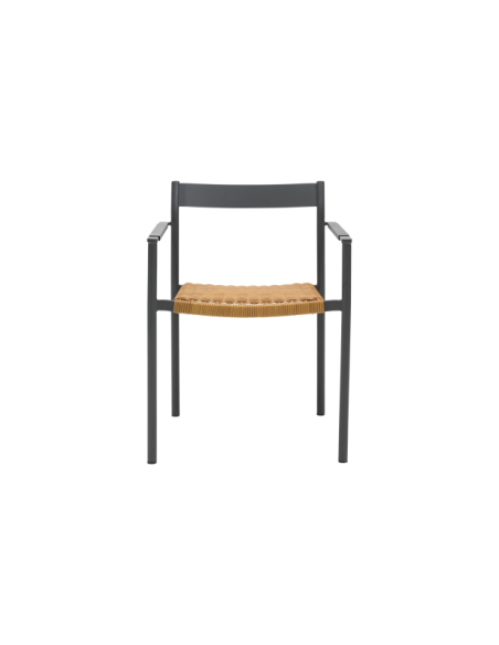 Silla de Comedor Exterior DK, Aluminio / Ratán sintético / Gris Antracita / Natural - Brafab