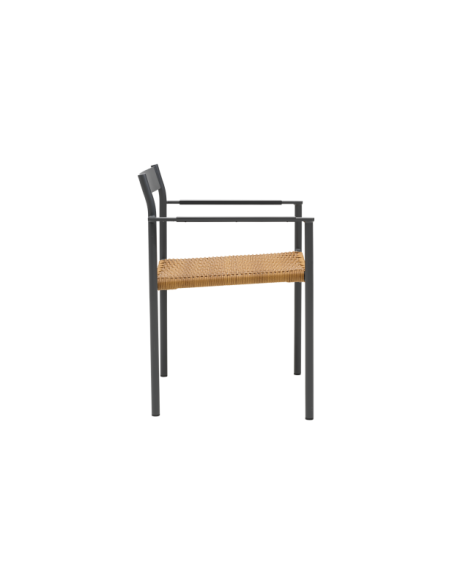 Silla de Comedor Exterior DK, Aluminio / Ratán sintético / Gris Antracita / Natural - Brafab