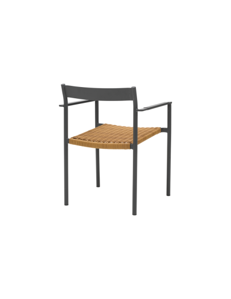 Silla de Comedor Exterior DK, Aluminio / Ratán sintético / Gris Antracita / Natural - Brafab