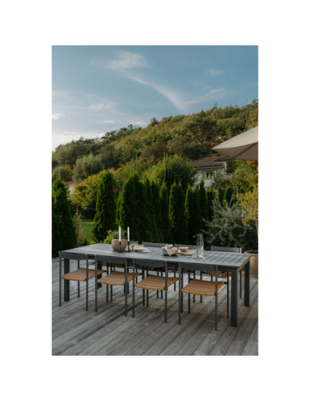 Silla de Comedor Exterior DK, Aluminio / Ratán sintético / Gris Antracita / Natural - Brafab