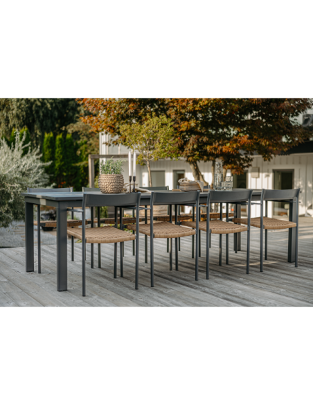 Silla de Comedor Exterior DK, Aluminio / Ratán sintético / Gris Antracita / Natural - Brafab