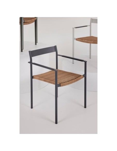 Silla de Comedor Exterior DK, Aluminio / Ratán sintético / Verde / Natural - Brafab