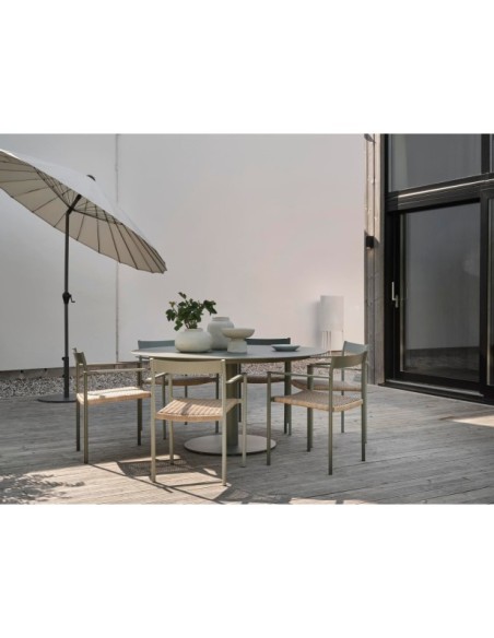 Silla de Comedor Exterior DK, Aluminio / Ratán sintético / Verde / Natural - Brafab