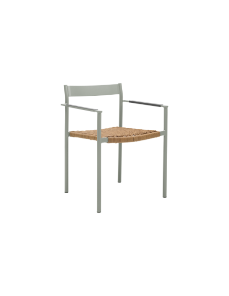 Silla de Comedor Exterior DK, Aluminio / Ratán sintético / Gris Claro / Natural - Brafab