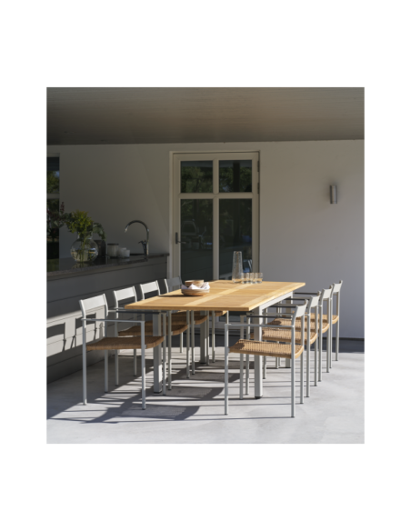 Silla de Comedor Exterior DK, Aluminio / Ratán sintético / Gris Claro / Natural - Brafab