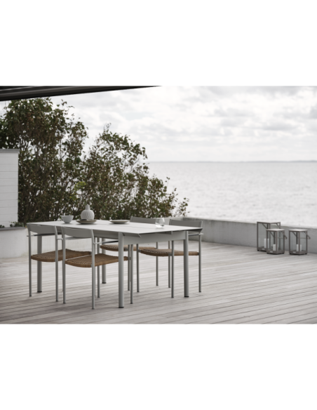 Silla de Comedor Exterior DK, Aluminio / Ratán sintético / Gris Claro / Natural - Brafab