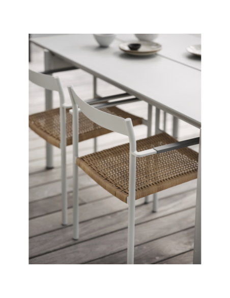 Silla de Comedor Exterior DK, Aluminio / Ratán sintético / Gris Claro / Natural - Brafab