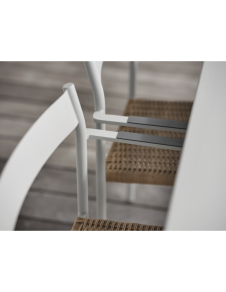 Silla de Comedor Exterior DK, Aluminio / Ratán sintético / Gris Claro / Natural - Brafab