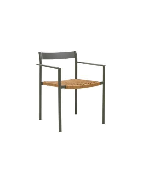 Silla de Comedor Exterior DK, Aluminio / Ratán sintético / Verde / Natural - Brafab