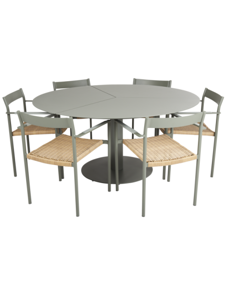 Silla de Comedor Exterior DK, Aluminio / Ratán sintético / Verde / Natural - Brafab
