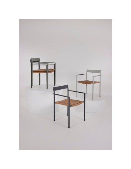 Silla de Comedor Exterior DK, Aluminio / Ratán sintético / Verde / Natural - Brafab