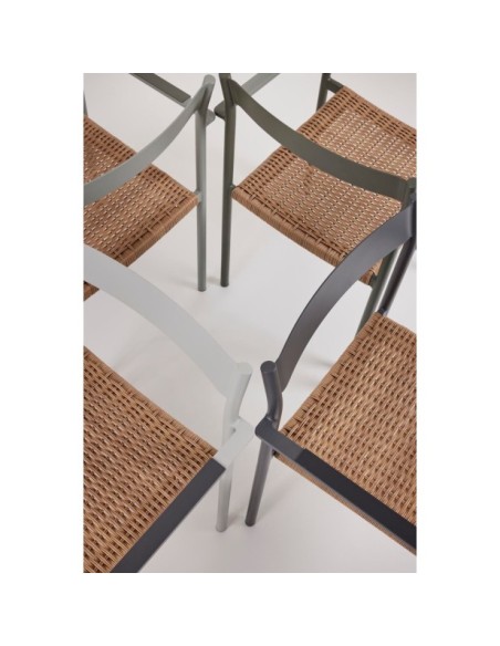 Silla de Comedor Exterior DK, Aluminio / Ratán sintético / Verde / Natural - Brafab