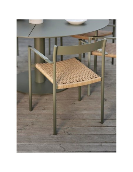 Silla de Comedor Exterior DK, Aluminio / Ratán sintético / Verde / Natural - Brafab