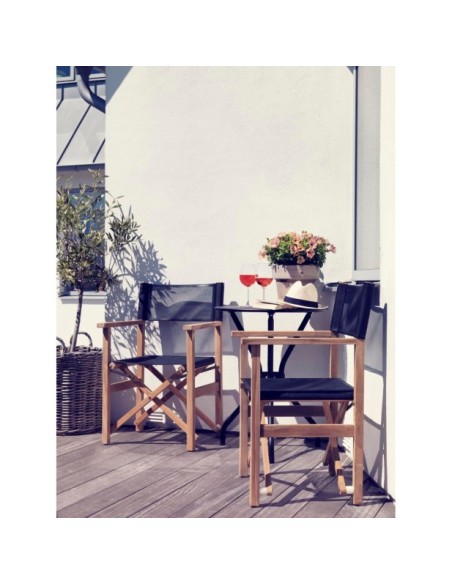 Sillón Exterior DRAMA, Madera de Teca / Textilene / Natural / Negro - Brafab