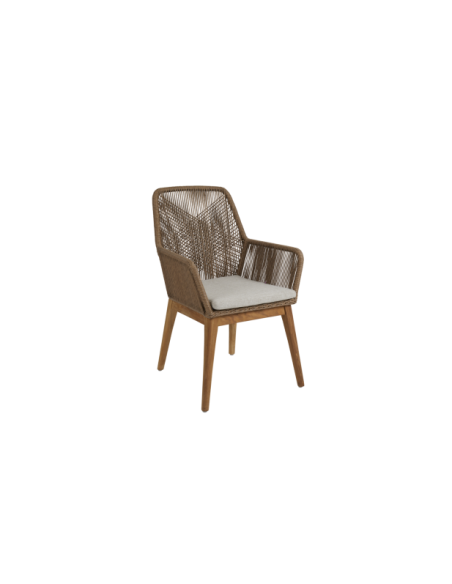 Sillón Exterior HASSEL, Ratán sintético / Teca / Olefina / Natural / Beige - Brafab