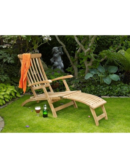 Tumbona Plegable Exterior JACKSON, Madera de Teca Natural - Brafab