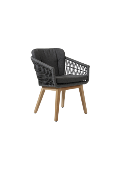 Sillón Exterior KENTON, Ratán sintético / Teca / Olefina / Gris - Brafab